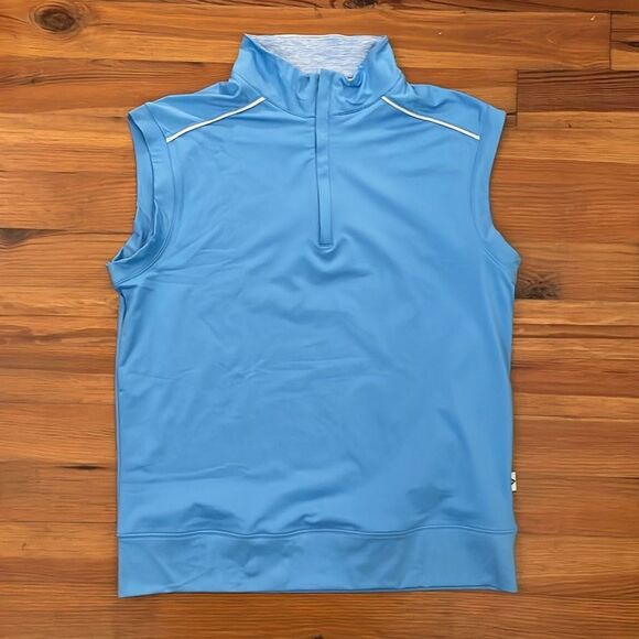Maelreg Sky Blue Pullover 1/4 Zip Golf Vest Mens Size Medium Moisture Wicking - Picture 3 of 8